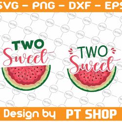two sweet svg, 2nd birthday cut file, watermelon birthday svg, two year old saying, watermelon party summer svg, silhoue
