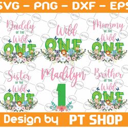 personalized name wild one birthday girl png, family png, zoo safari birthday png, family birthday bundle, wild family p