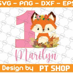 personalized name fox birthday girl svg, woodland birthday svg, custom first birthday svg, woodland fox birthday party o