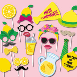Lemonade Party Photo Booth Props, Lemon, Printable Summer Fun Party Photo Booth Props, Summer Photobooth Props,Summer