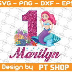 personalized name mermaid png, mermaid png, mermaid birthday girl png, sea beach png printable