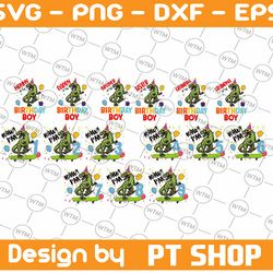 dinosaur birthday boy family bundle svg, family saurus svg, birthday boys t rex party svg, png, birthday party dinosaur