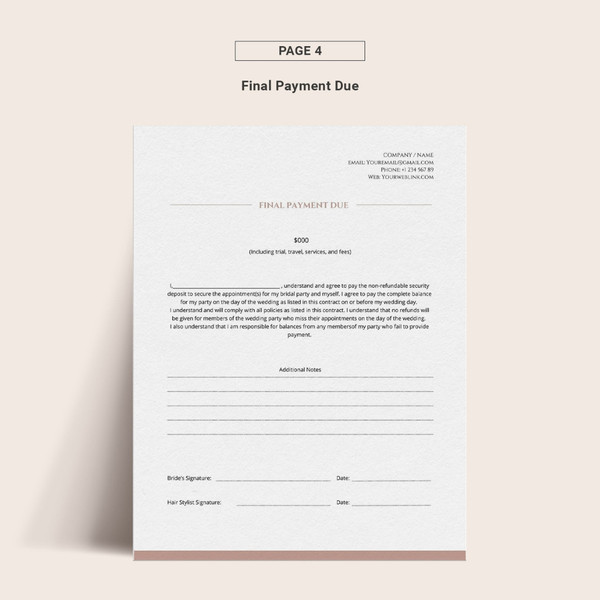 Bridal Hair Contract Template, Editable Hairstyling Services Agreement, Wedding Party, Freelance Hairstylists forms (5).jpg