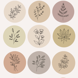12 boho botanical instagram story icons. Aesthetic highlight instagram. Instagram highlight. Digital download