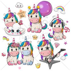 cute unicorn png, digital download, clipart, adorable graphics, children printables, nursery print, scrapbooking
