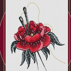 PDF flower cross stitch pattern, Flower scheme for embroidery, Nature, Small cross stitch, Digital PDF