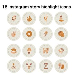 16 boho instagram story icons. Aesthetic highlight instagram. Instagram highlight icons in a circle  Digital download