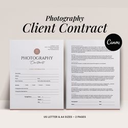 Photography Client Contract Template, Editable Client Agreement for Photographers, Photographer Marketing Business form,