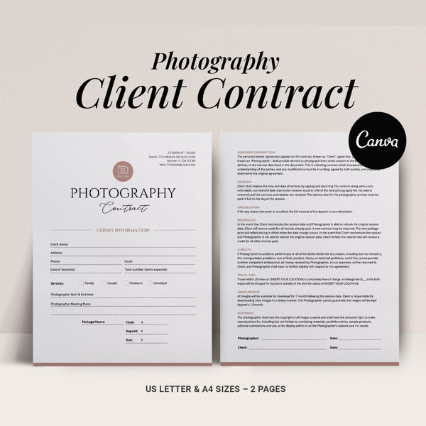 Photography Client Contract Template, Editable Client Agreement for Photographers, Photographer Marketing Business form, (1).jpg