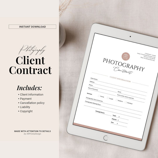 Photography Client Contract Template, Editable Client Agreement for Photographers, Photographer Marketing Business form, (2).jpg