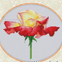 pdf flower cross stitch pattern, roses flower scheme for embroidery, nature, small cross stitch, digital pdf