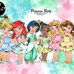 Princess watercolor clip art, Princess PNG download, Princess download PNG. princess Baby digital image