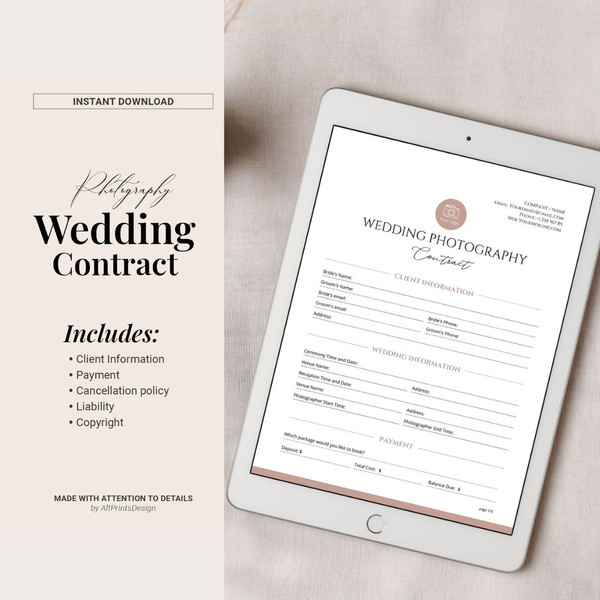 Wedding Photography Client Contract Template, Editable Client Agreement for Photographers Marketing Business form, Canva (2).jpg