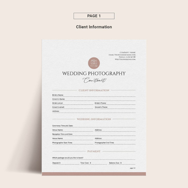 Wedding Photography Client Contract Template, Editable Client Agreement for Photographers Marketing Business form, Canva (3).jpg