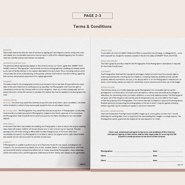 Photography Client Contract Template, Wedding contract, Editable Client Agreement for Photographers, Business forms (5).jpg