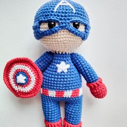 Crochet Toy amigurumi Superhero Captain America Toy handmade soft toy baby gift