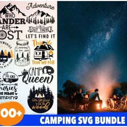 100 camping svg bundle - mega bundle svg, png, dxf, files for print and cricut