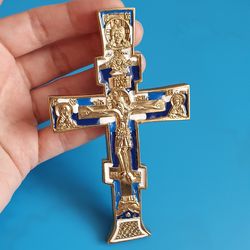Orthodox ancient cross of 19 century brass cross colorful enamel free shipping