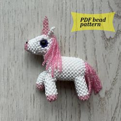 Beading tutorial unicorn. How to make unicorn pdf pattern. Beaded patterns of beaded keychain. 3d Beading animals