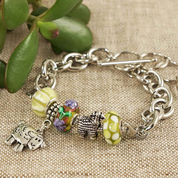 Aries-bracelet-cute-silver-sheep-bracelet-yellow-lampwork-murano-glass-bracelet-jewelry