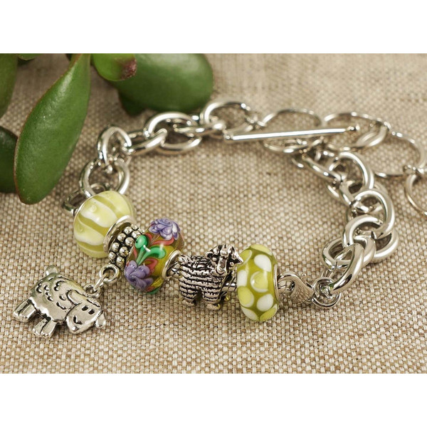 silver-sheep-lemon-yellow-lime-olive-green-glass-beaded-bracelet-lilac-lavender-purple-iris-flower-floral-handmade-glass-charm-bracelet-Aries-jewelry-gift-for-h
