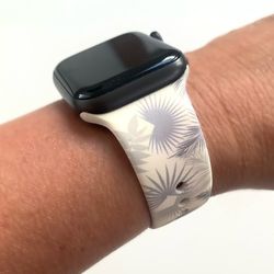 Gray Tropical Floral Apple Watch Band