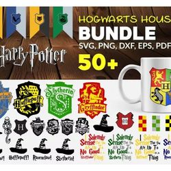 hogwarts svg bundle - harry potter mega bundle svg, png, dxf, files for print and cricut
