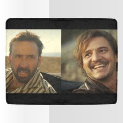 Nicolas Cage Looking At Pedro Pascal Meme Blanket, Lightweight Soft Microfiber Fleece