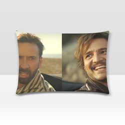 Nicolas Cage Looking At Pedro Pascal Meme Pillow Case (2 Sided Print)