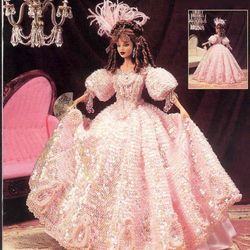 crochet pattern PDF-Victorian Fashion-Jeweled Engagement Gown-doll Barbie gown crochet vintage pattern