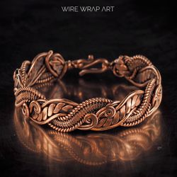 unique handmade copper wire wrapped bracelet for woman wire woven wire wrap art jewelry 7th anniversary gift handmade