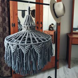 Macrame lampshade, chandelier, boch, scandi, eclectic style