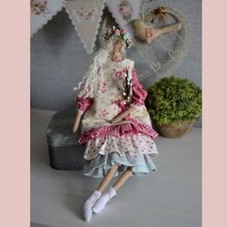 Spring Tilda Doll With Willow Easter Decor Palm Sunday Doll House Decor Handmade Doll TildahomeRag Doll Collectible Doll