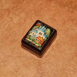 Suzdal Lacquer Box tiny small ring box Hand-painted Russian art