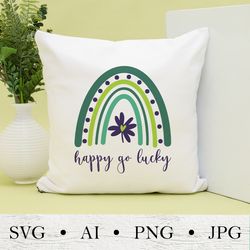 cute rainbow st patrick's day, happy go lucky svg