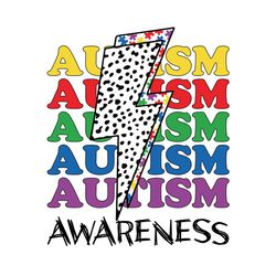 Autism Awareness Stacked Distressed Tie Dye Cheetah Lightning Bolt Printable