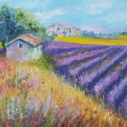 provence, lavender, oil landscape, oil painting