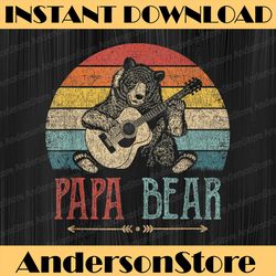cute papa bear vintage father's day retro dad guitar best dad daddy father's day happy father's day png sublimation