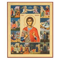 Saint Phanourios, with scenes from his life |  St Fanourios, Byzantine Russian art  | Size: 8 3/4"x7 1/4"