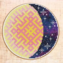 Space Cross Stitch Pattern Moon Cross Stitch Mandala Night sky Cross Stitch PDF