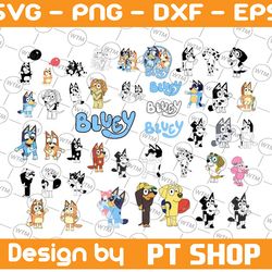 40 bluey svg bundle | bluey svg | bluey birthday | bluey party supplies | bluey birthday decorations |png|eps|dxf|