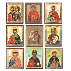 Icon set of Russian Saints | A set of 9 small Orthodox icons | Made in Russia
