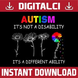 autism it's a different ability flower puzzle autism png sublimation design
