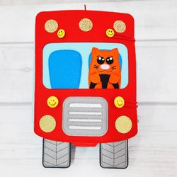 Red Bus, Family Travel, Toy Family Travel, Different Vehicles, Touch Interactive Game, Silent Book