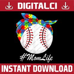 autism mom baseball messy bun autism awareness png sublimation design