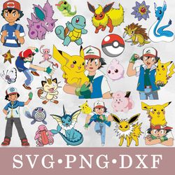 Satoshi Pokemon svg, Satoshi Pokemon bundle svg, png, dxf, svg files for cricut, movie svg, clipart