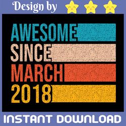 Happy 4th Birthday Svg, 4 Year Old Awesome Since March 2018 Svg png, March 2018 Vintage SVG Cricut Sublimation