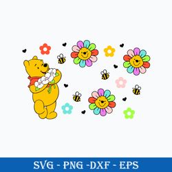 rainbow sunflower pooh svg, pooh sunflower svg, winnie the pooh svg, png dxf eps digital file