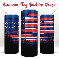 Tumbler with American flag design, Skinny Tumbler 20oz wrap, PNG, instant digital download