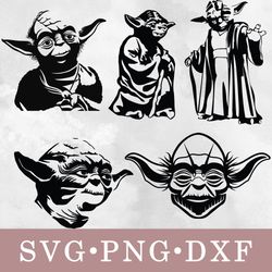 Yoda svg, Yoda bundle svg, png, dxf, svg files for cricut, movie svg, clipart